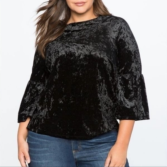 Eloquii Tops - ELOQUII Velvet Top, Black, Women's 16
